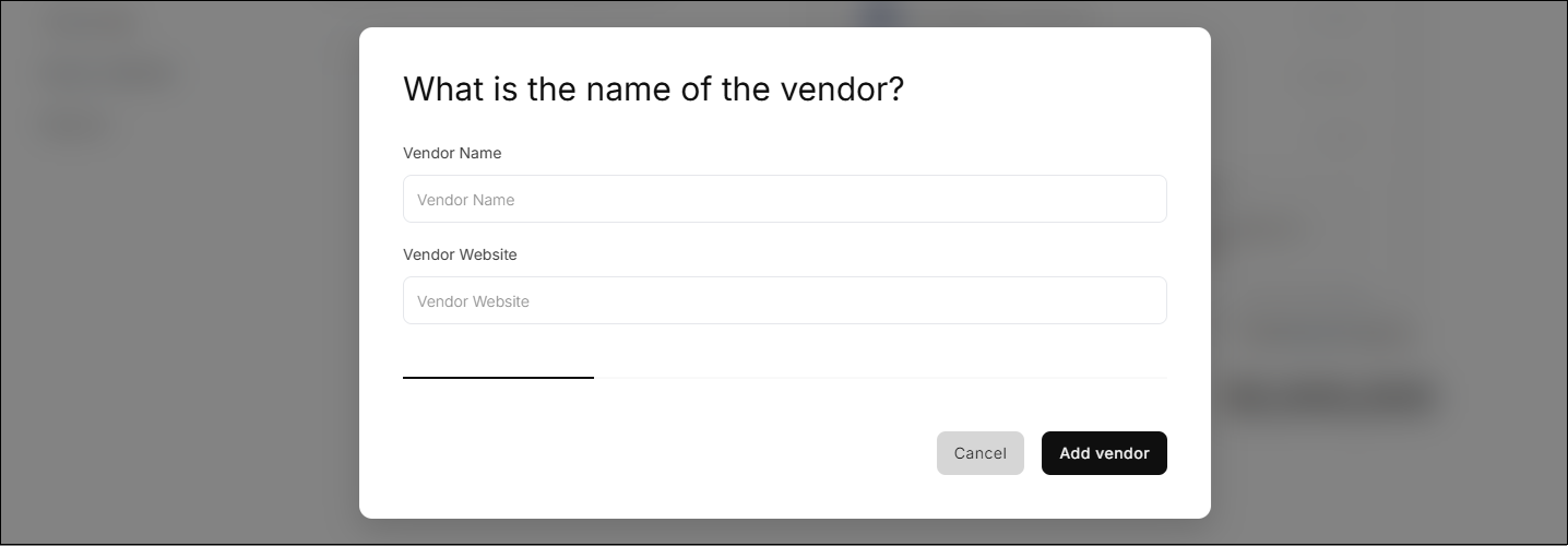 Manual vendor entry modal