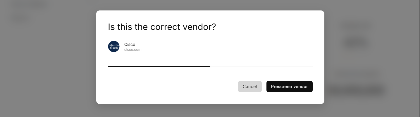 Vendor confirmation modal
